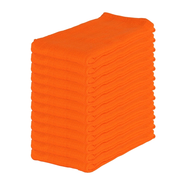 Monarch Huck Cotton Cleaning Towels 16x26 Orange (12pk) ABSBNT-ORNG - main